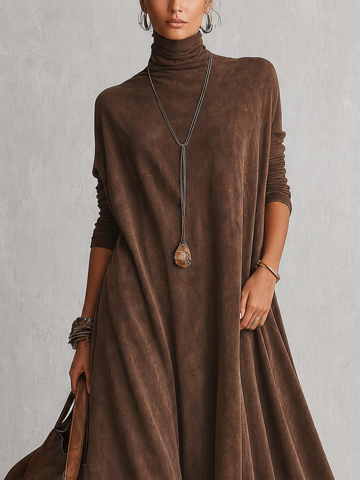 Pilar vestido Marrón detalle