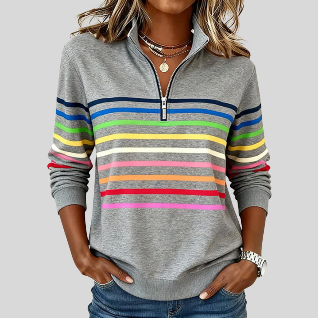 Prismette | Sudadera a Rayas Coloridas con Cremallera al Cuarto