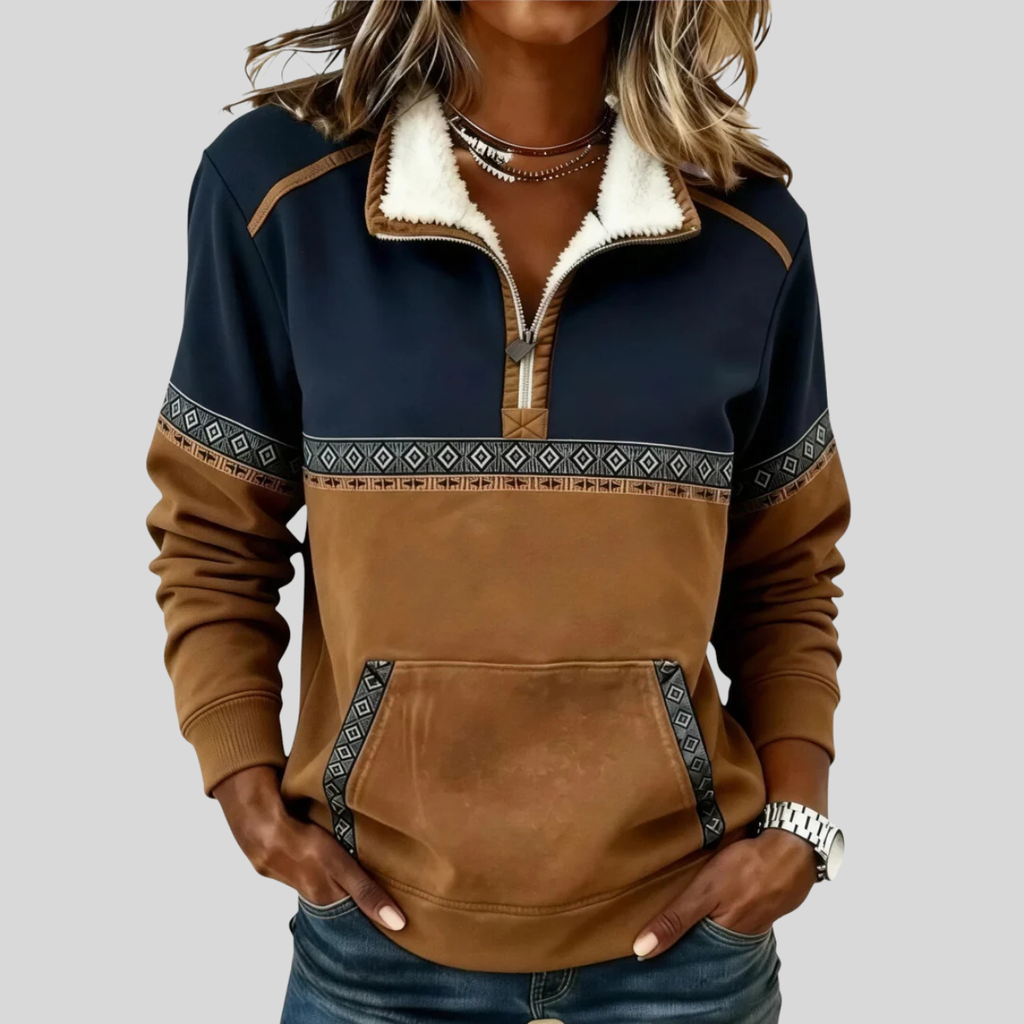 Alvette | Pullover Media Cremallera con Cuello Sherpa
