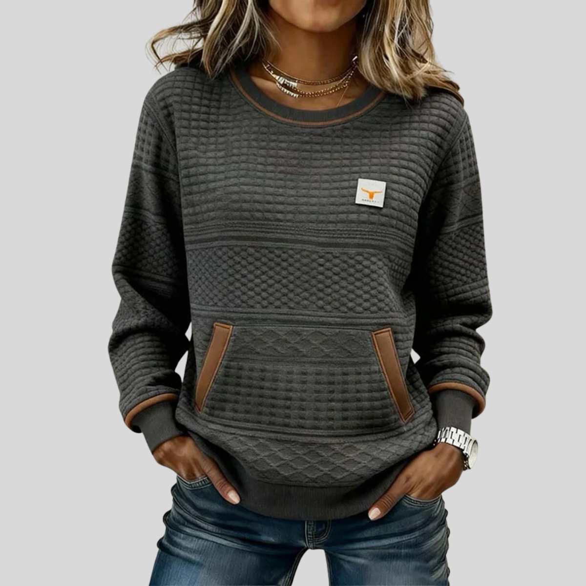 Noelle | Sudadera Cuello Redondo con Bloques de Color