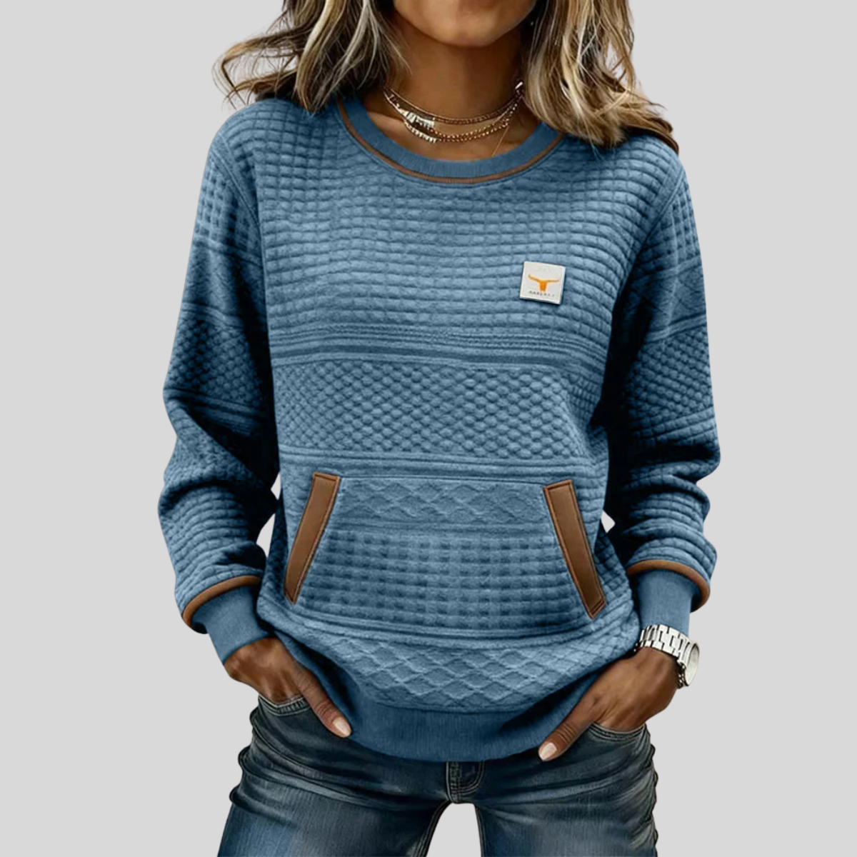 Noelle | Sudadera Cuello Redondo con Bloques de Color
