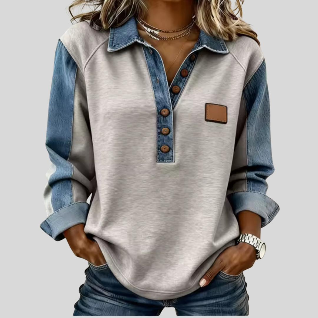 Voxanne | Pullover con Cuello Denim