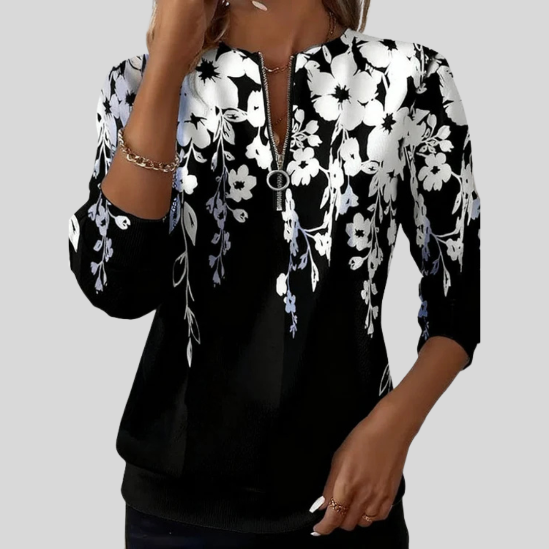Crimson | Sudadera con Cremallera y Estampado Floral