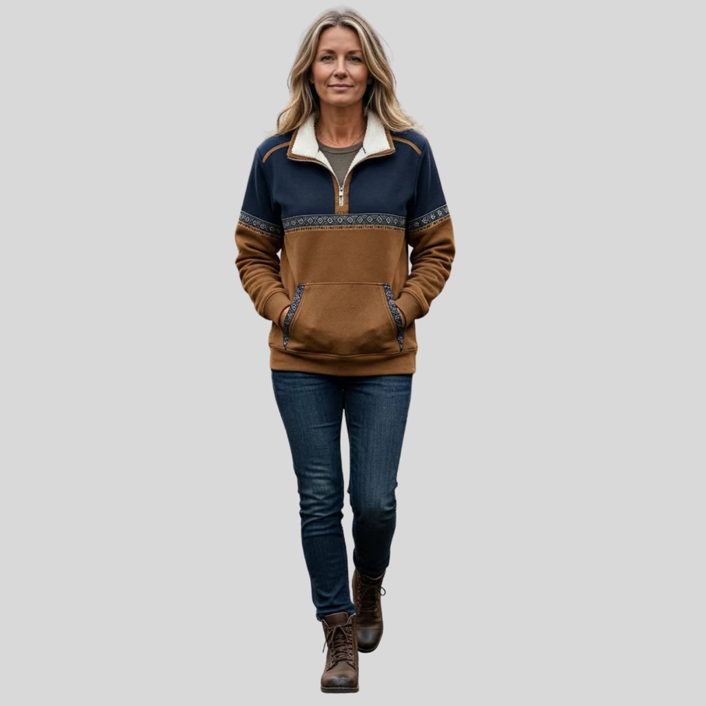 Alvette | Pullover Media Cremallera con Cuello Sherpa