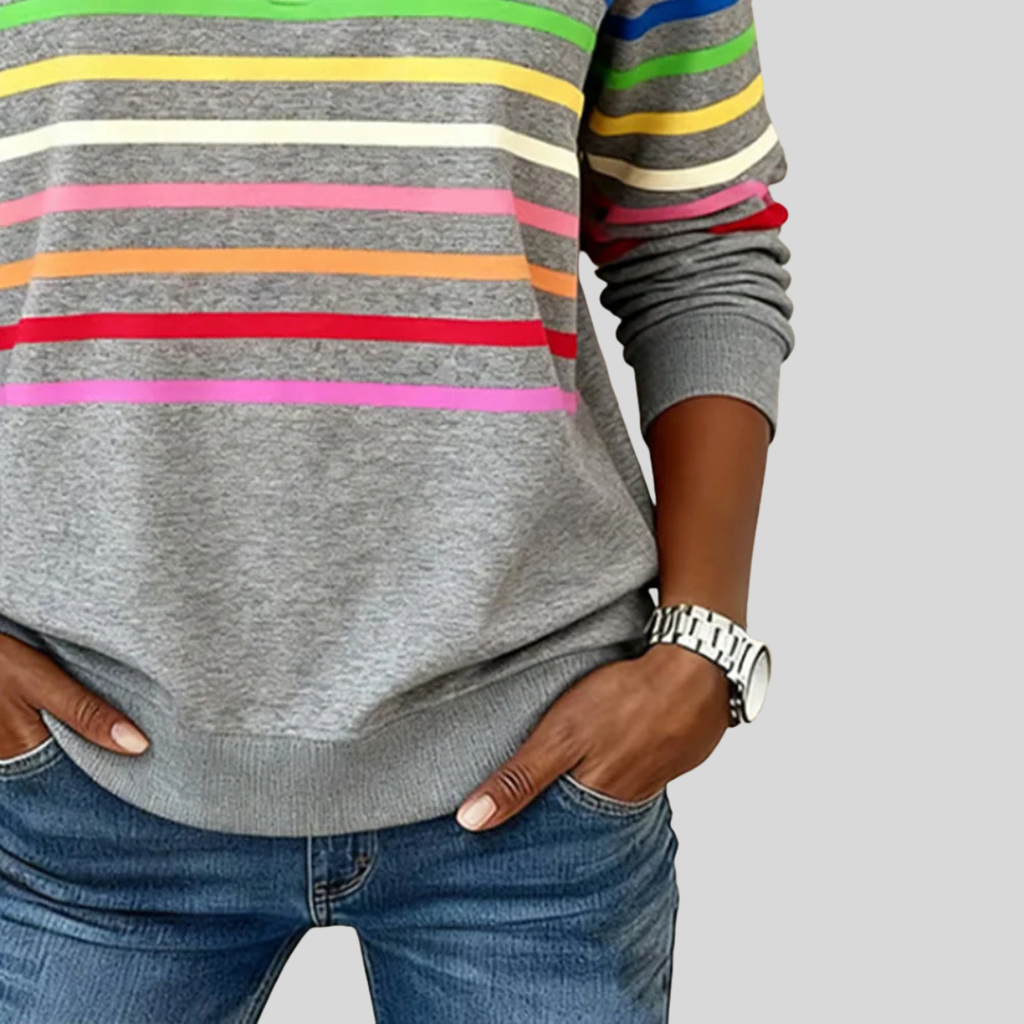 Prismette | Sudadera a Rayas Coloridas con Cremallera al Cuarto
