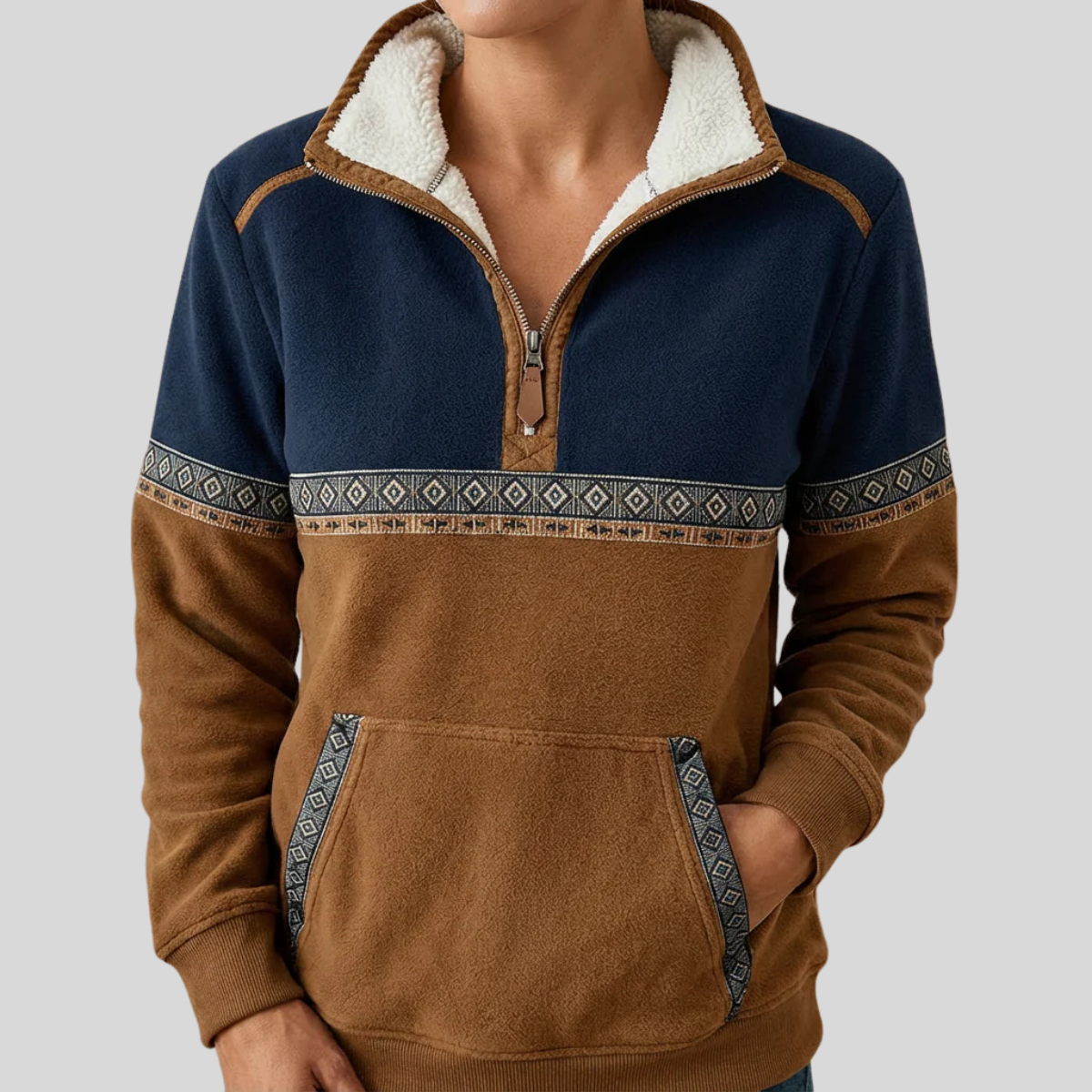 Alvette™ | Pullover Media Cremallera con Cuello Sherpa