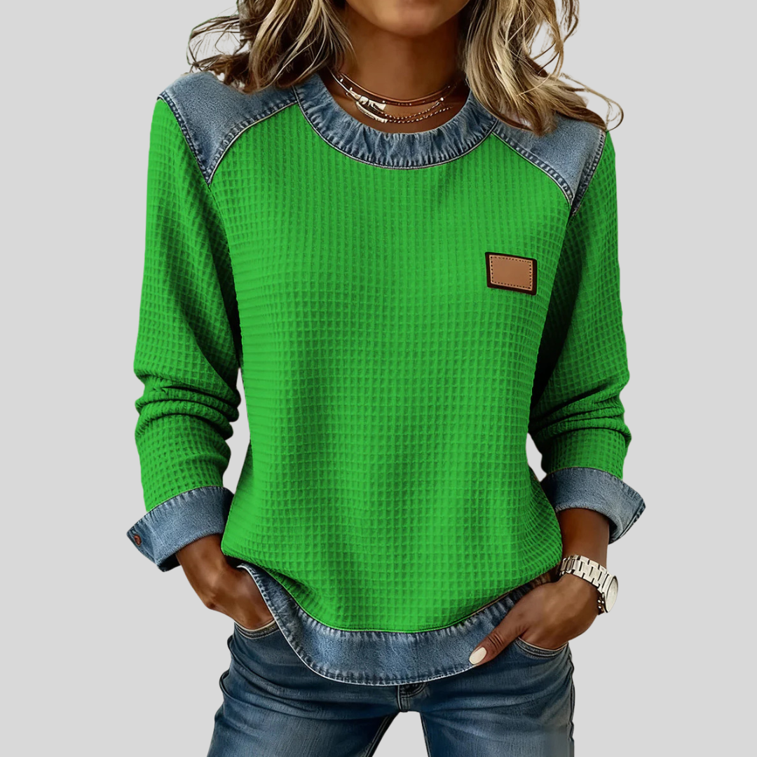 Delancine | Sudadera Waffle con Diseño Patchwork