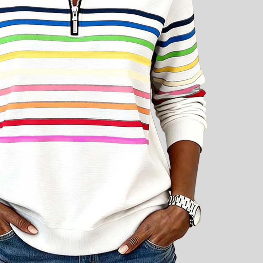 Prismette | Sudadera a Rayas Coloridas con Cremallera al Cuarto