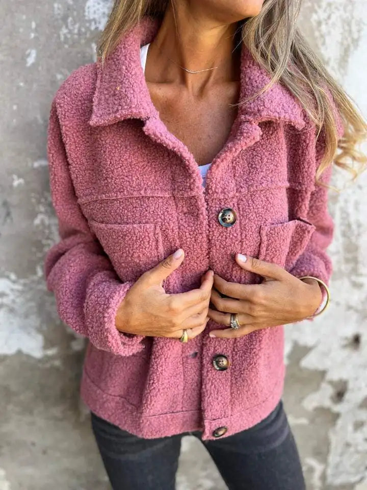 Chaqueta de borreguito rosa