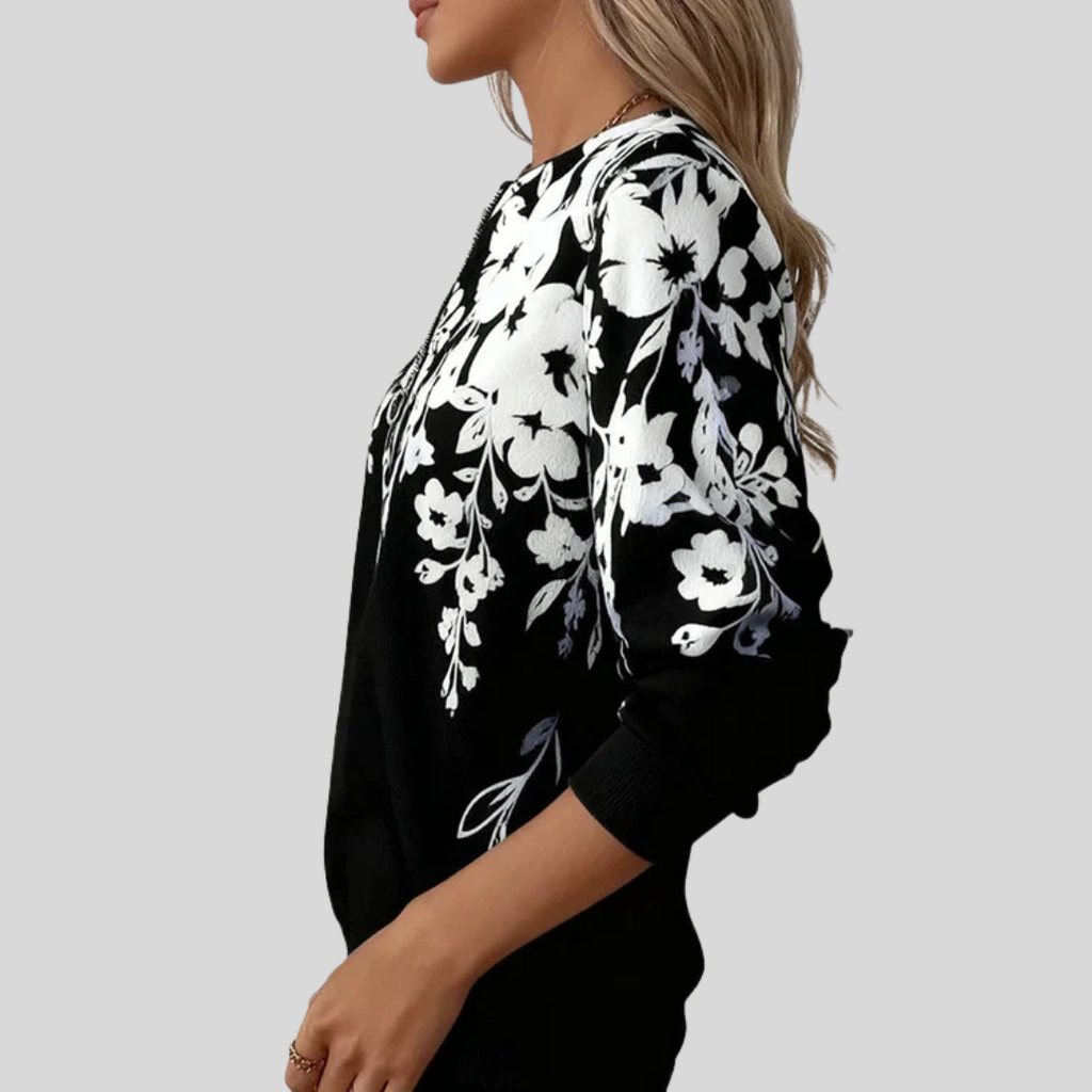 Crimson | Sudadera con Cremallera y Estampado Floral