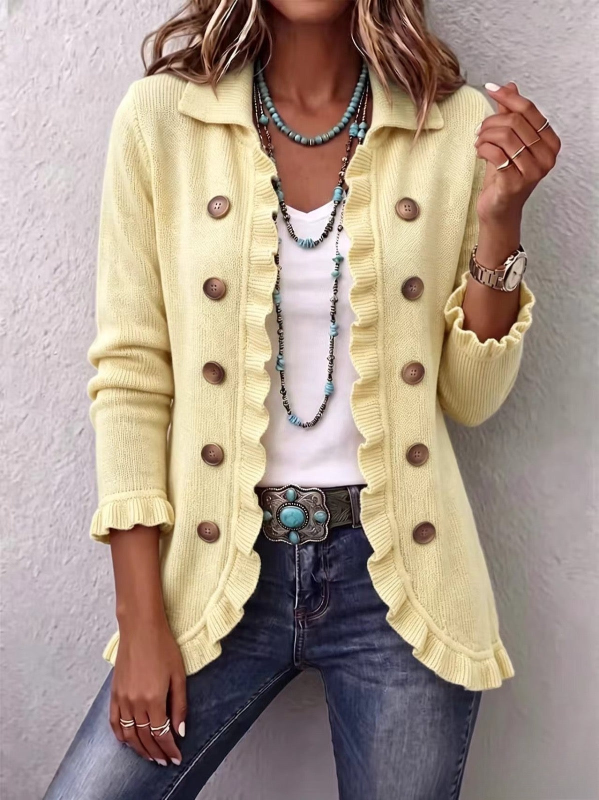 Liliana | Chaqueta de Punto Crema Vintage