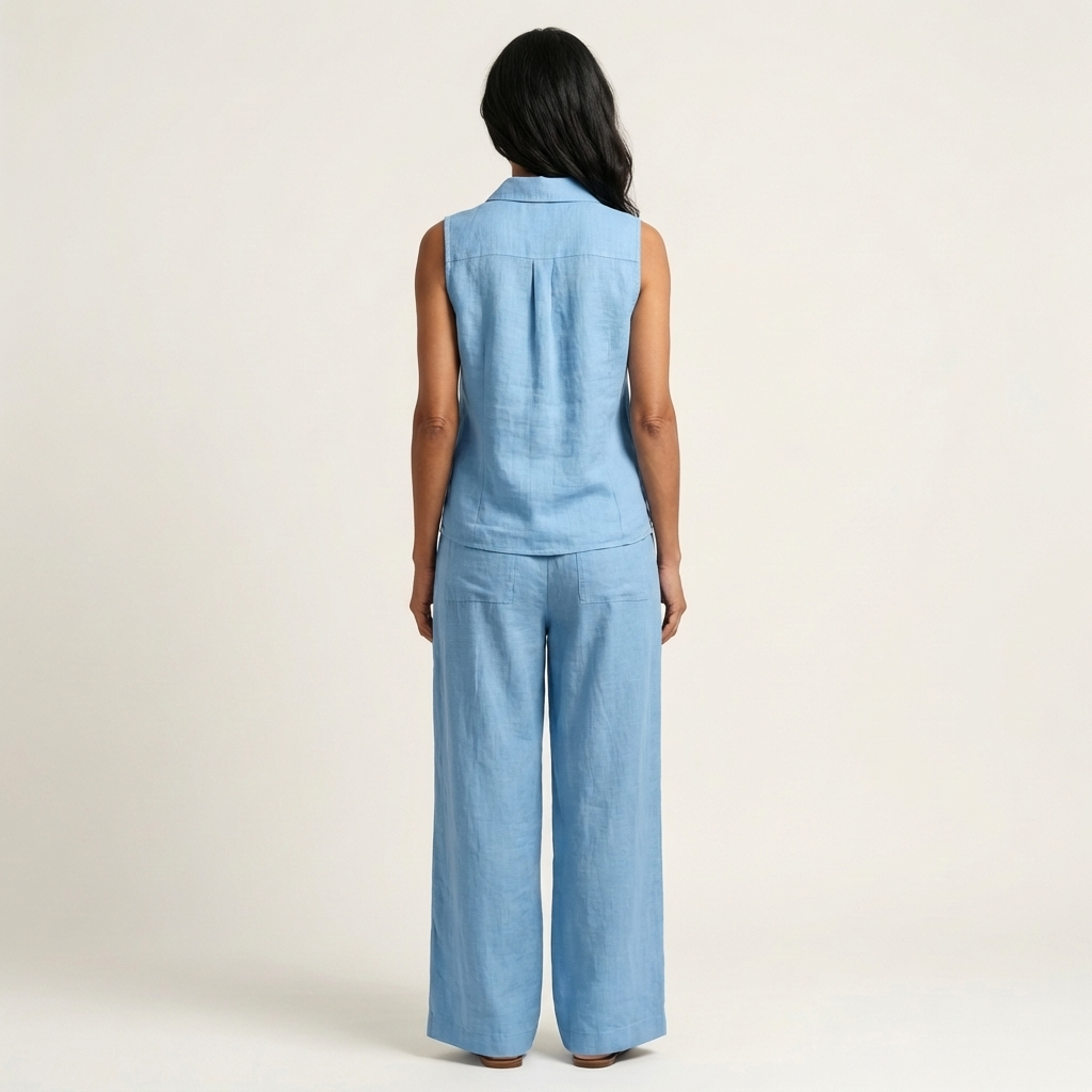Ana | Conjunto de top cruzado y pantalón de pierna ancha