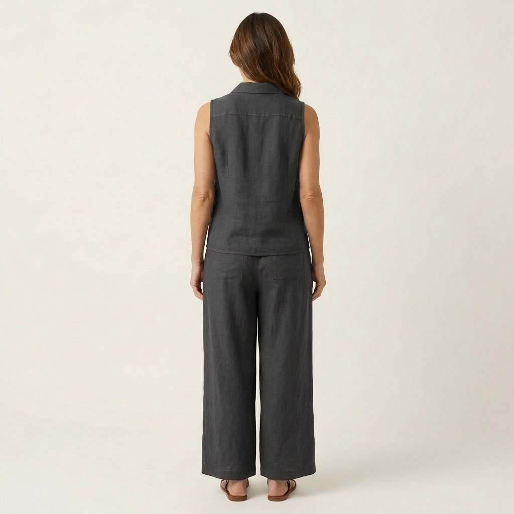 Ana  | Conjunto de top cruzado y pantalón de pierna ancha
