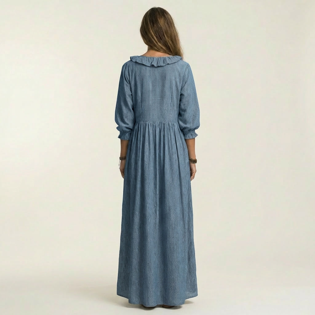 Yose | Maxi vestido a rayas con cuello en V