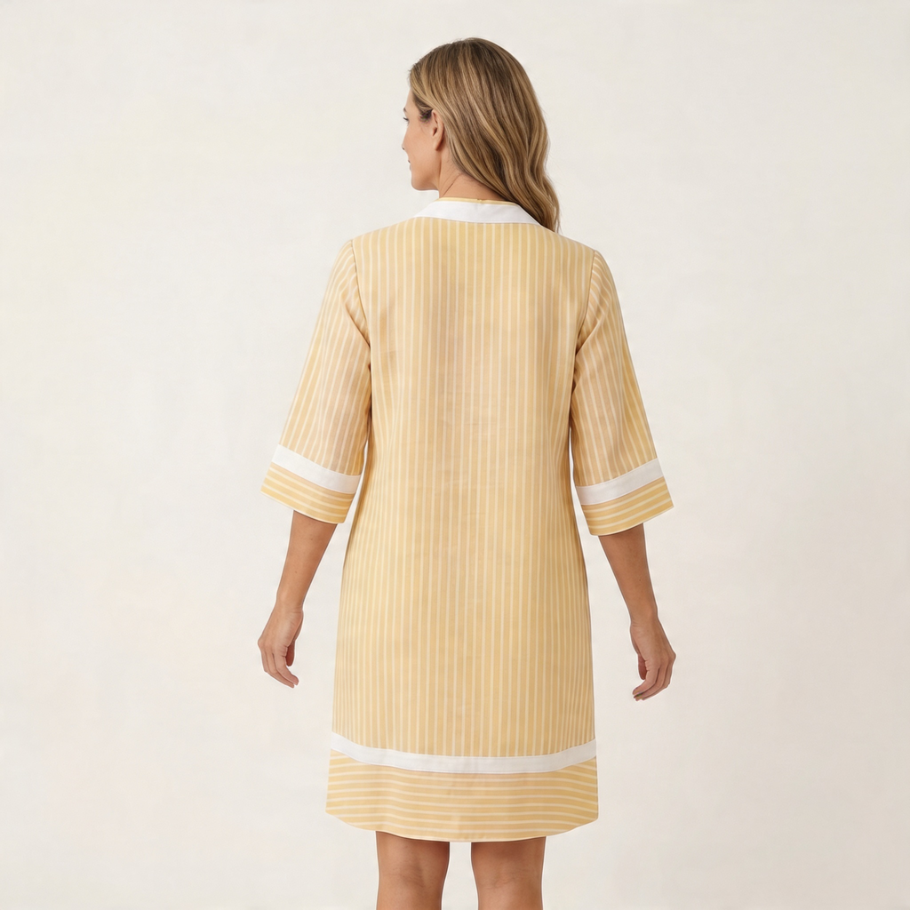 Ana | Vestido recto de algodón con cuello en V