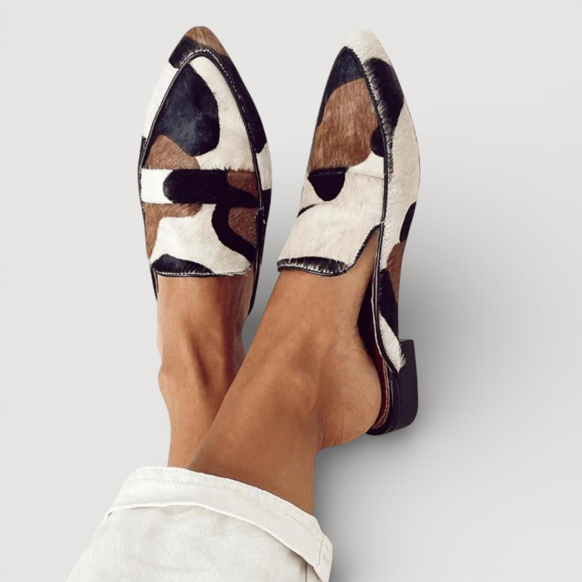 Maria | Mocasines de Mujer con Estampado de Vaca