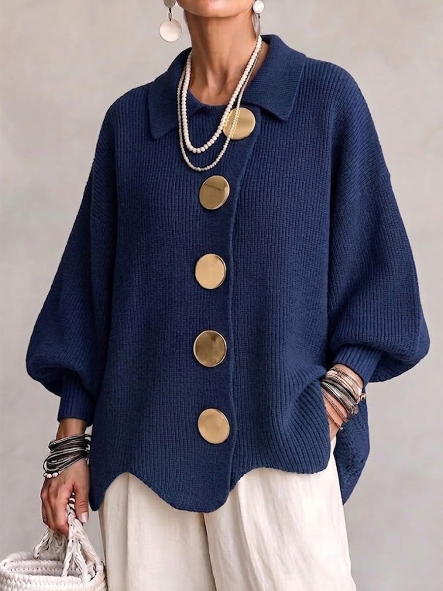 Victoire | Cárdigan oversize con botones dorados grandes
